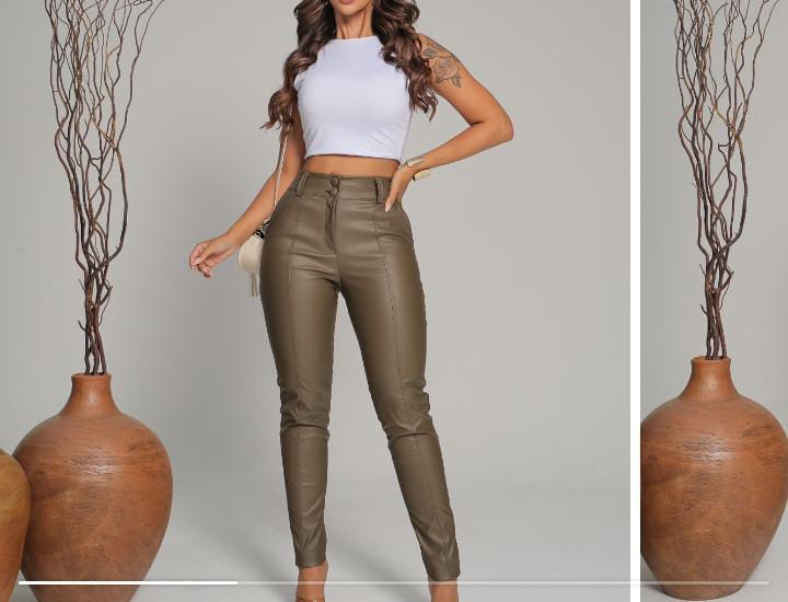 Calça couro com elastano